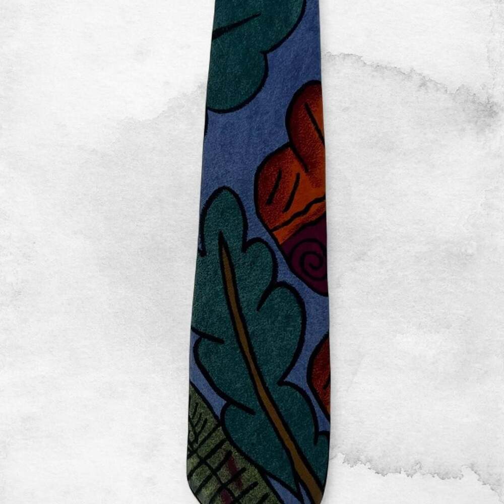 Vintage Nino Cerruti Handmade 100% Silk Crepe Tie Abstract Print